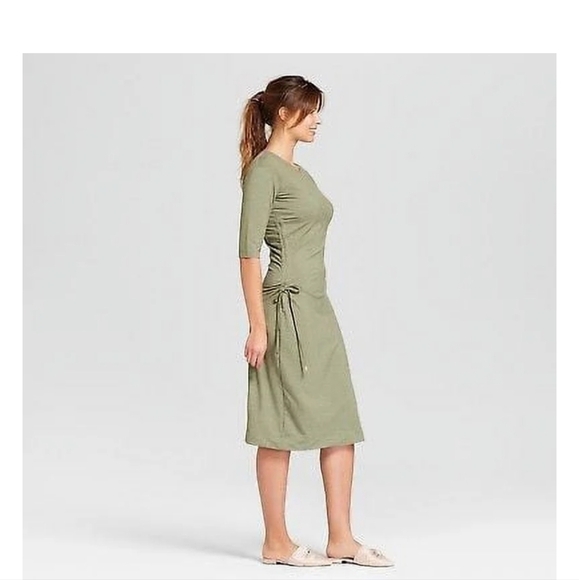 A New Day Women's Cinched Waist Cozy Dress, Olive Green, Size S - Picture 2 of 4